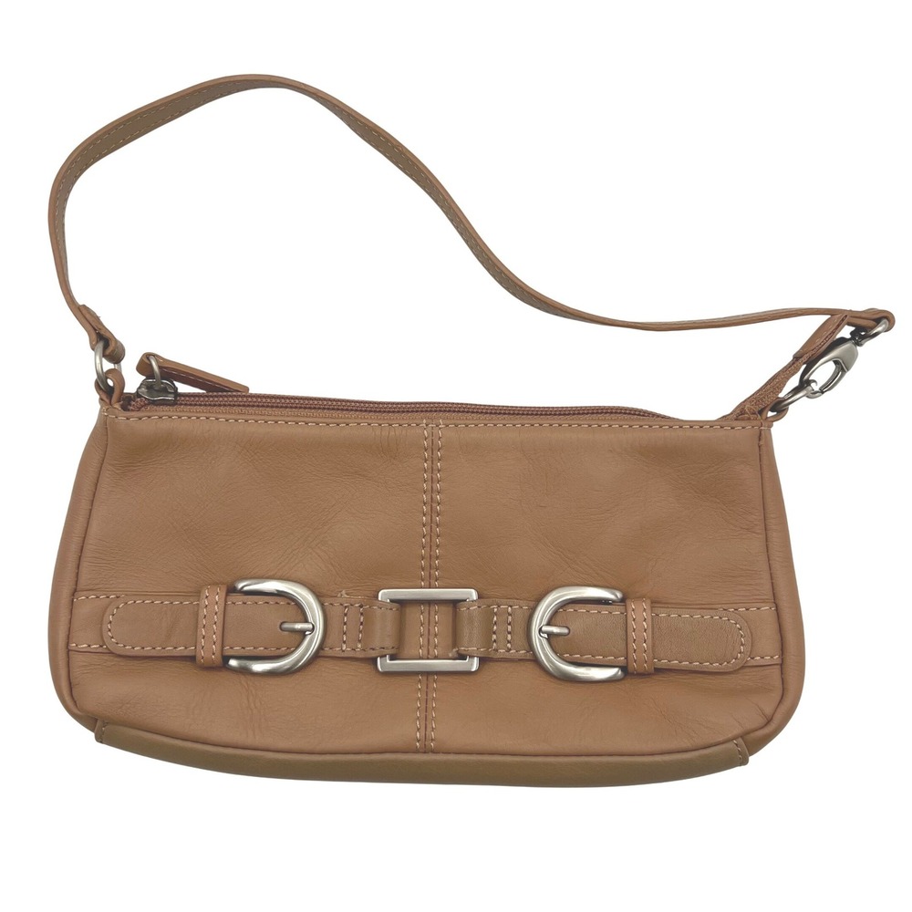 Covington Tan Leather Baguette Purse Buckle Shoulder Soho Y2K Small Womans